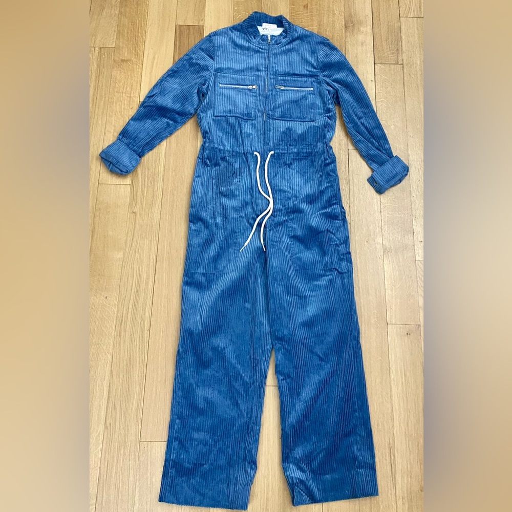 Sandro Paris Blue Courduroy Jumpsuit - Size Small